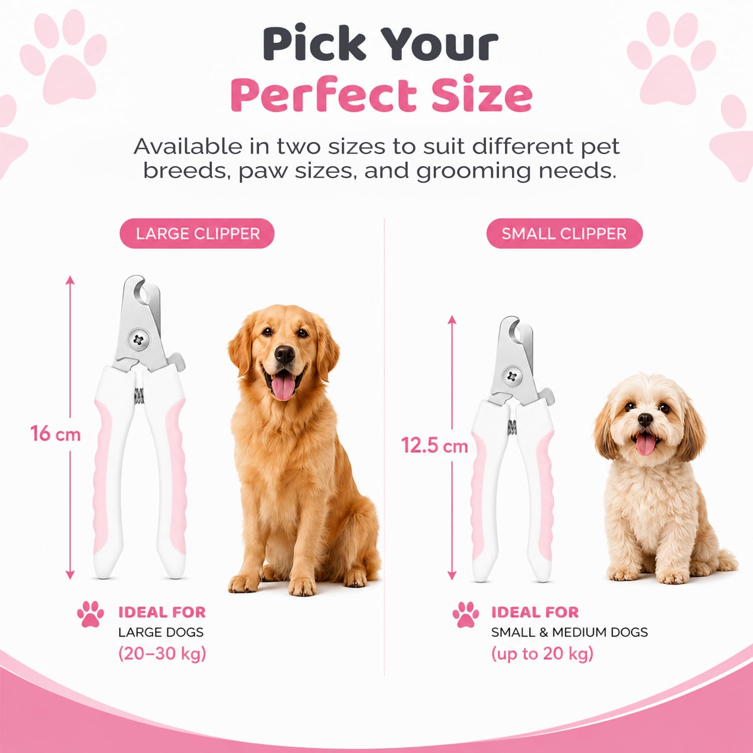 Petoska Animal Nail Cutter Clipper | Pet Grooming & Cleaning | Pink Nail Cutter with Filer for Puppies, Dogs, Cats, Kittens | Stainless Steel Blades | for Small Animals 1