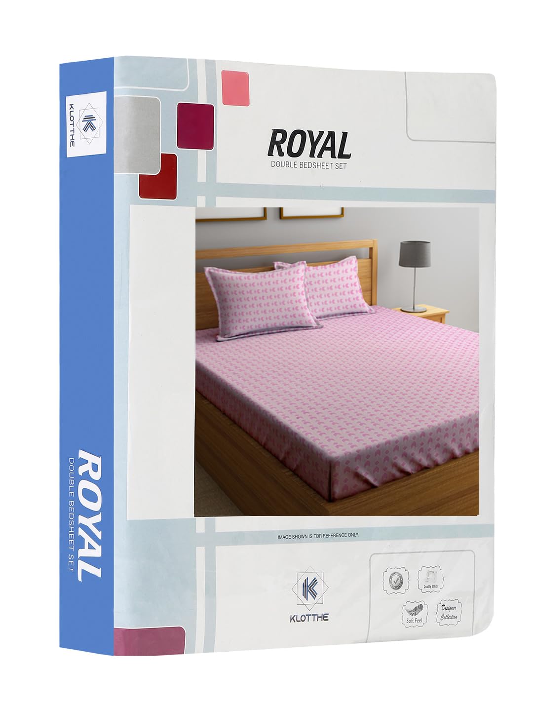Klotthe Pink Geometric 300 TC Cotton Blend Double Bedsheet Set in Book Fold Packing 4