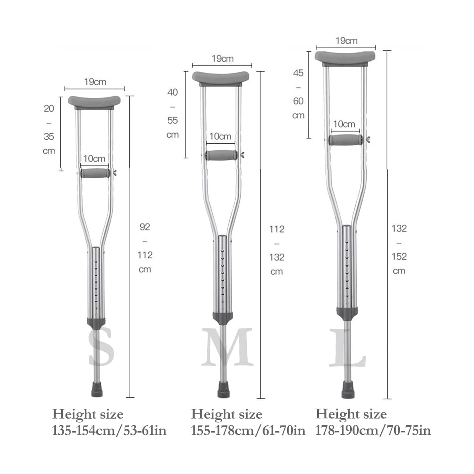 PAASHE Muletas Bastones ultraligeros de Altura Ajustable Bastones de Aluminio para Las Axilas Bastones médicos para Las Axilas