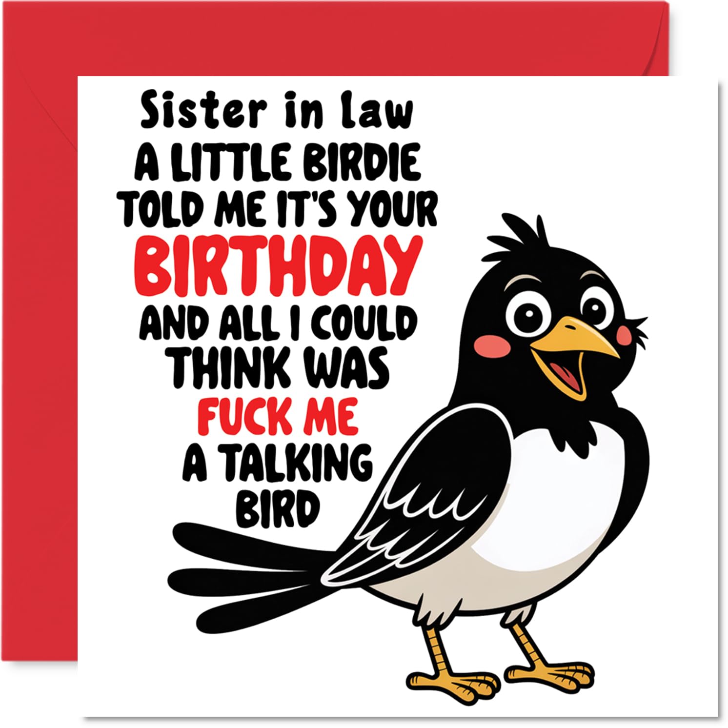 Sister in Law Birthday Card - Talking Bird - Happy Birthday Card for Sister in Law from Brother Sibling, 145mm Talking Bird Bday Greeting Cards