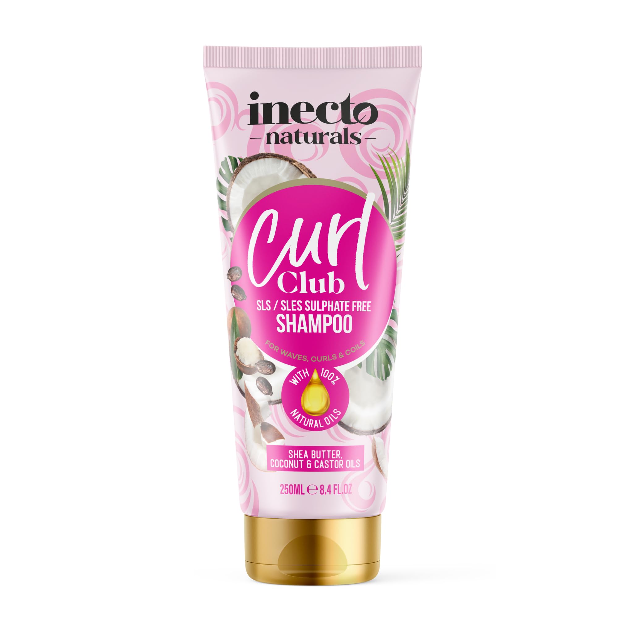 INECTO Naturals, Curl-Defining Shampoo 250ml, Vegan & Cruelty Free, Frizz Styling, Curl Control for Curly or Wavy Hair, 100% Natural