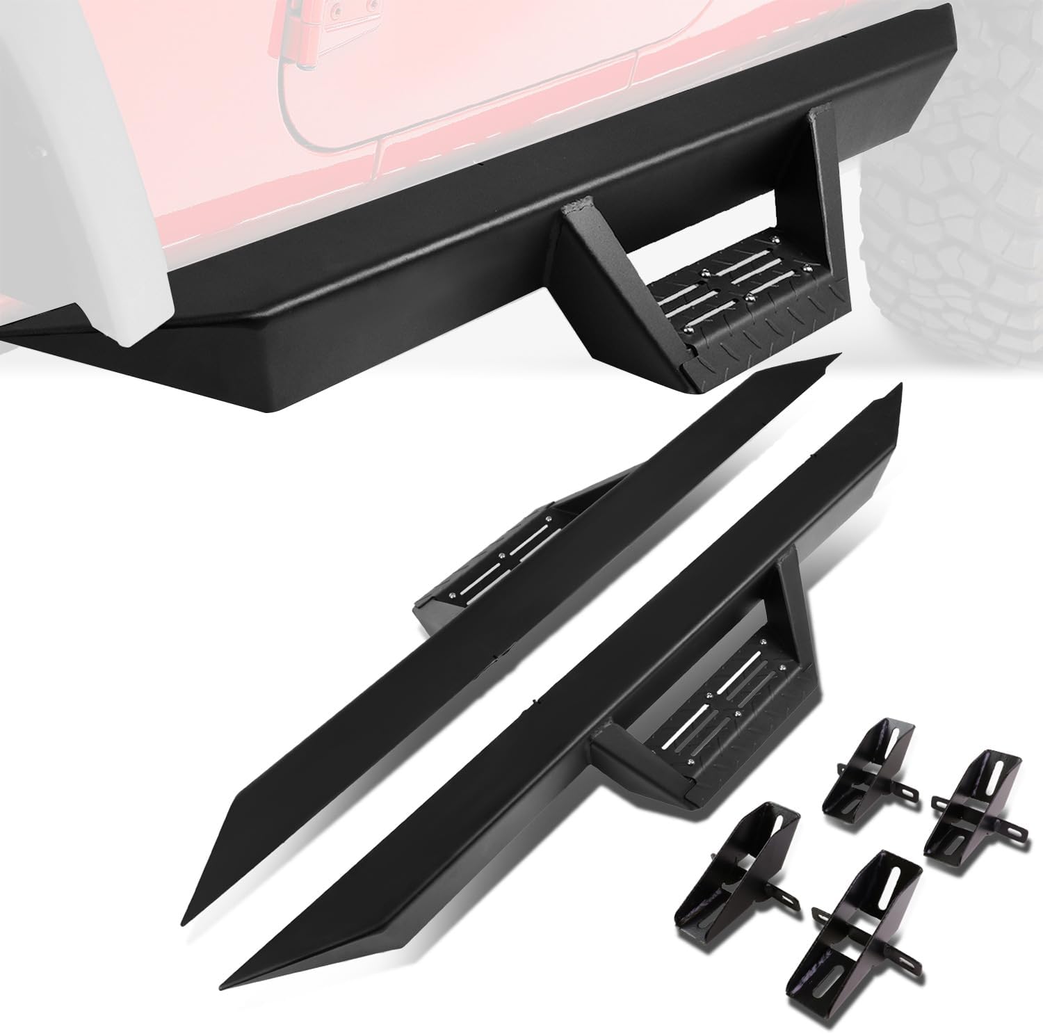 3 in. OD Aluminum Drop Step Nerf Bars Compatible with 07-18 Jeep Wrangler JK 2-Door CAAP-STEPS001-G222