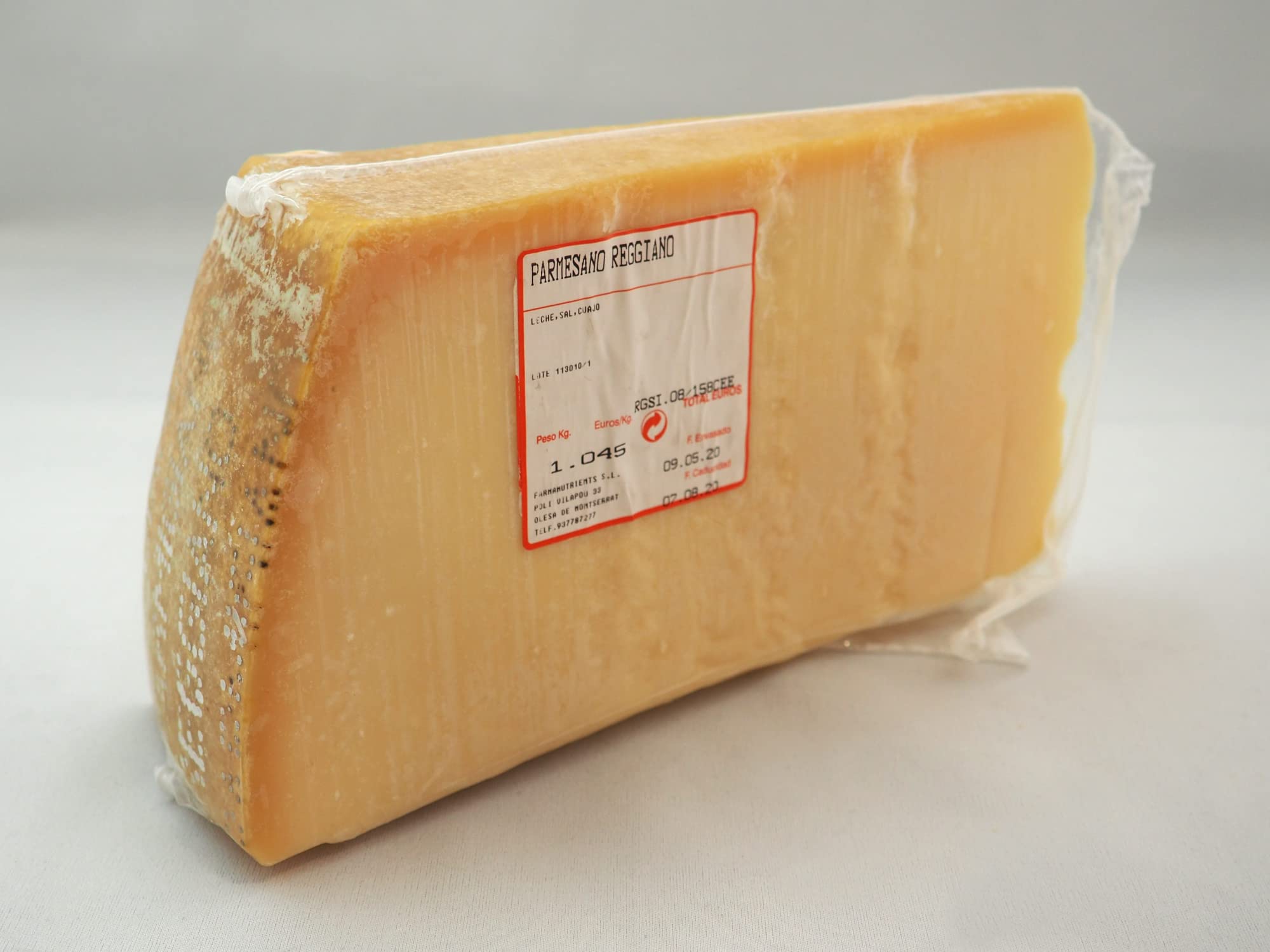 Parmesano Reggiano DOP 24 meses cuña 1 kg Parmigiano Origen italiano Queso
