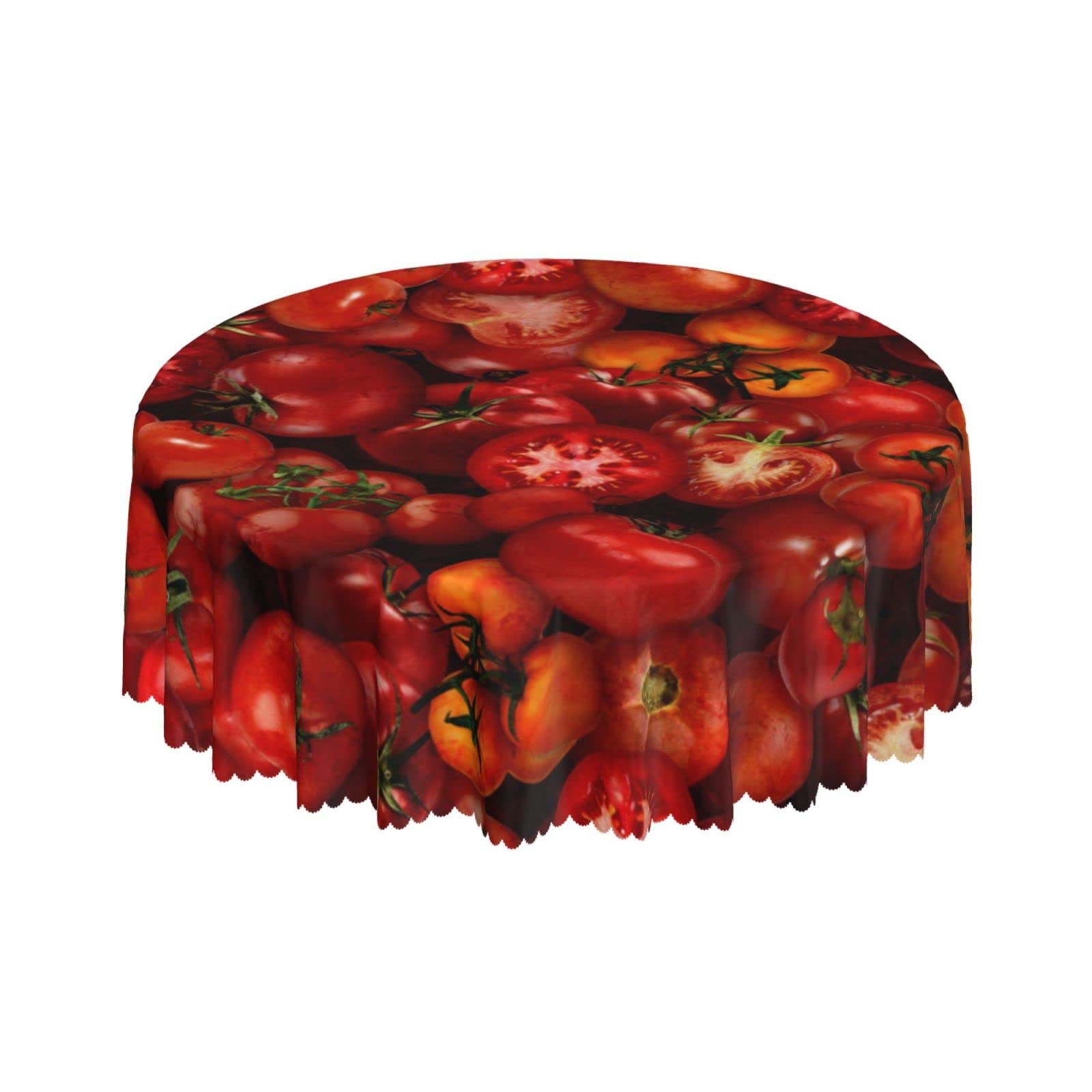 Lsjuee Tomato Red Round Tablecloth 60 Inch Printed Washable Tablecloth for Dining Party Holiday Fall Home Decorative