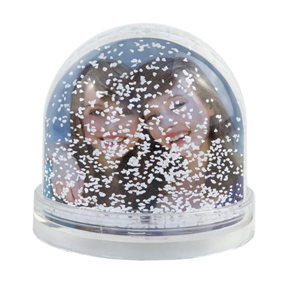 Bola de Nieve Personalizada con Foto Copos Estrellas Corazones Purpurina Adorno Árbol Decoración Navideña (Copos de Nieve)