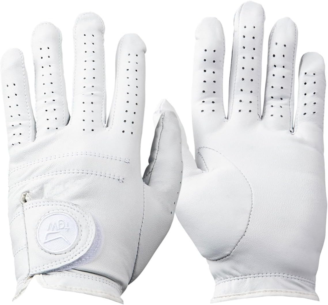 TGW Women's Tour Cabretta Golf Glove for Golfing Regular White/White Medium Left