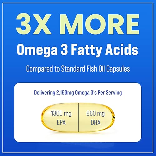 Miniatura 2 de Suplementos de aceite de pescado Omega 3 de 3600 mg con EPA y DHA | Suplemento Omega 3 de alta potencia para apoyar el corazón, el cerebro, las