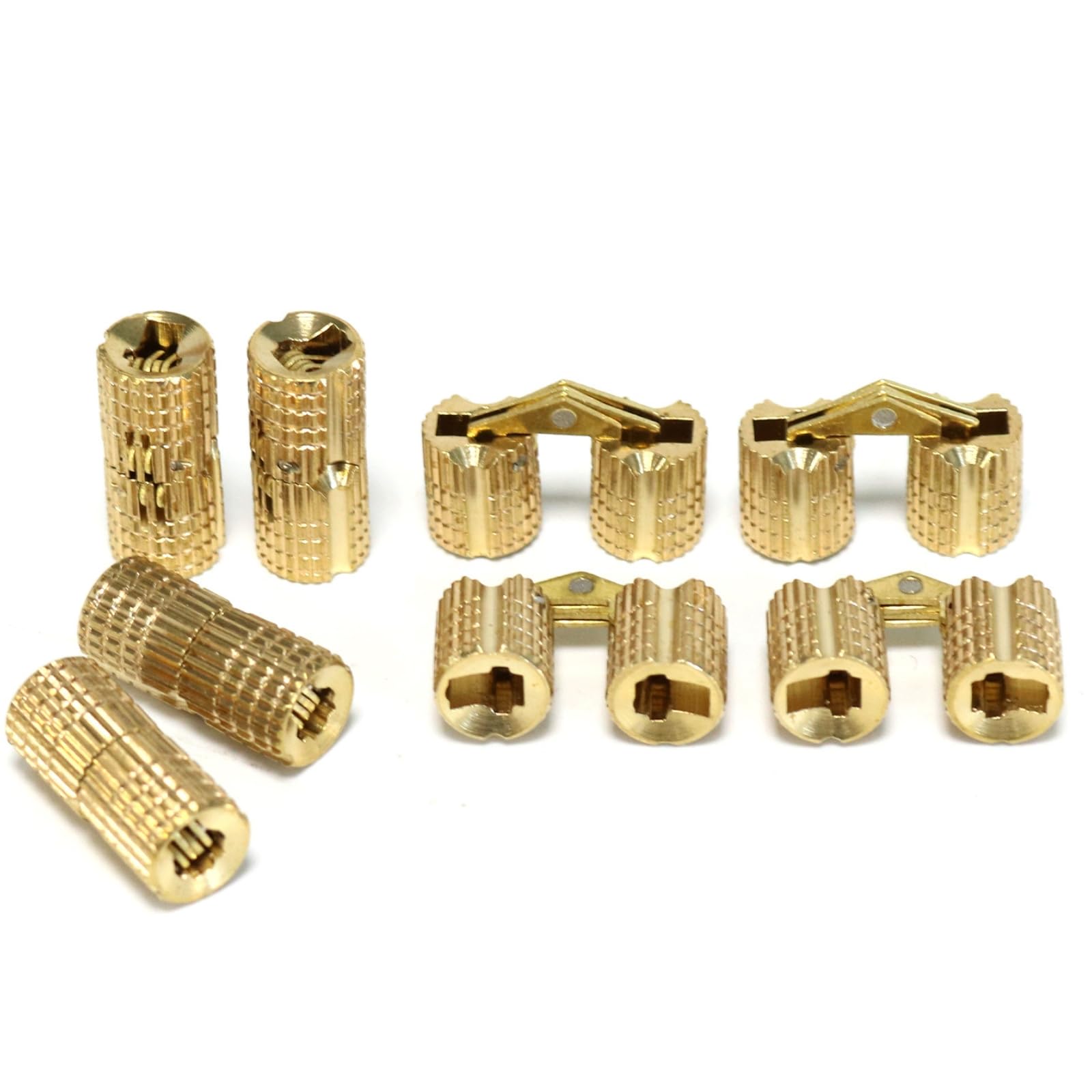 8mm Brass Barrel Hinges, 8-Piece Set - 180° Opening, Concealed Hidden Hinges for Jewellery Boxes, Small Cabinets & DIY Wood Crafts