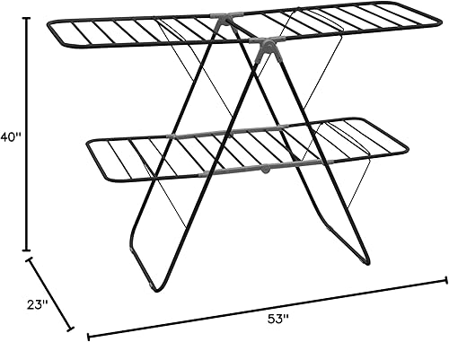 Miniatura 7 de Brookstone Estante plegable de 2 niveles - Soporte plegable para secadora de ropa para interiores y exteriores, estante para ropa o zapatos