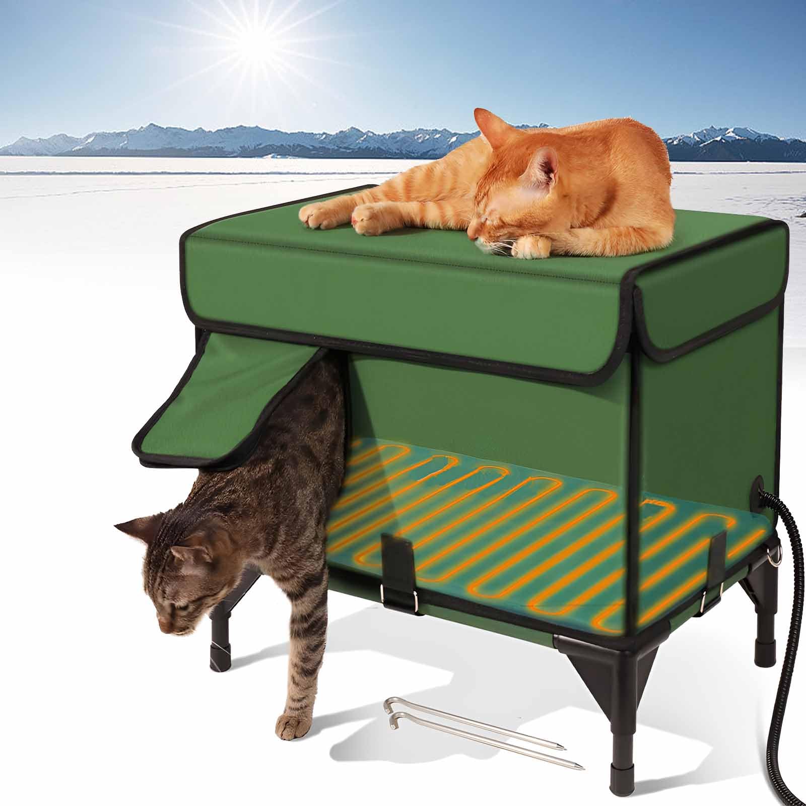 Maison de chats chauffés extérieurs résistant au temps hivernal avec thermostat réglable