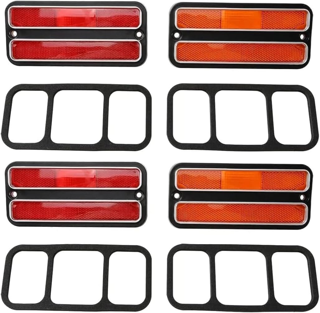 Front Amber and Rear Red Side Marker Light Lamps Compatible with 1968-1972 Chevy and GMC Pickup Truck