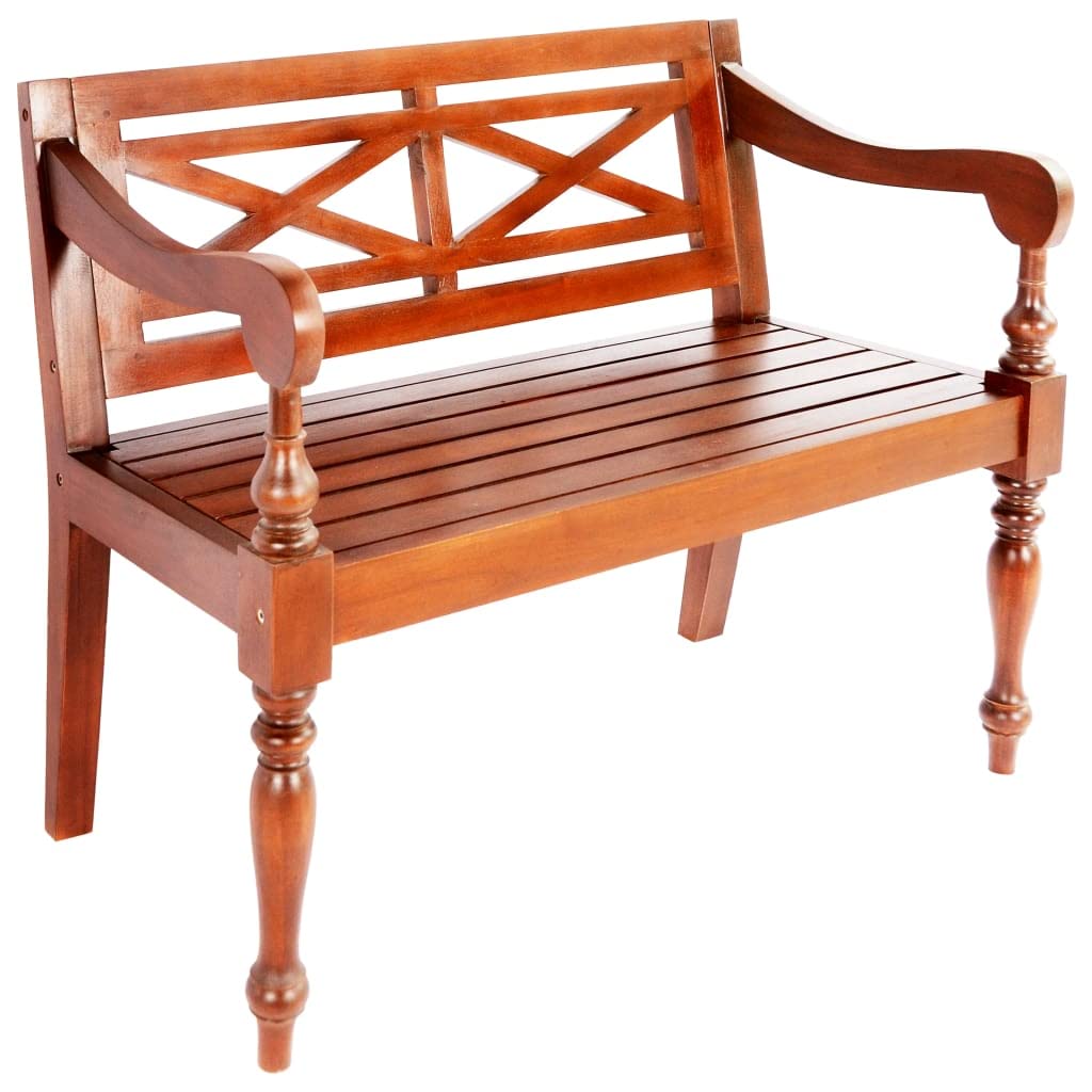 Banc en acajou massif marron foncé de 98 cm style Batavia