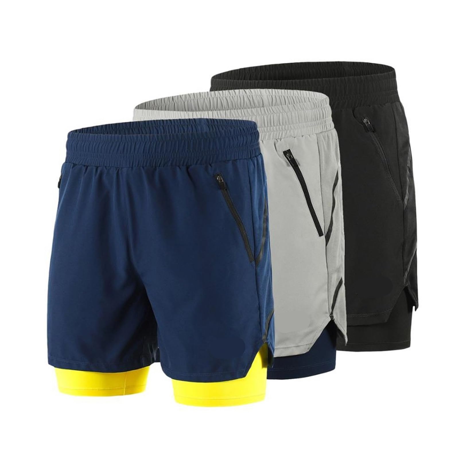 Short de Course 2 en 1 for Homme, Short de Sport réfléchissant, Short de Fitness, de Yoga, d'exercice, de Jogging, Respirant, de vélo