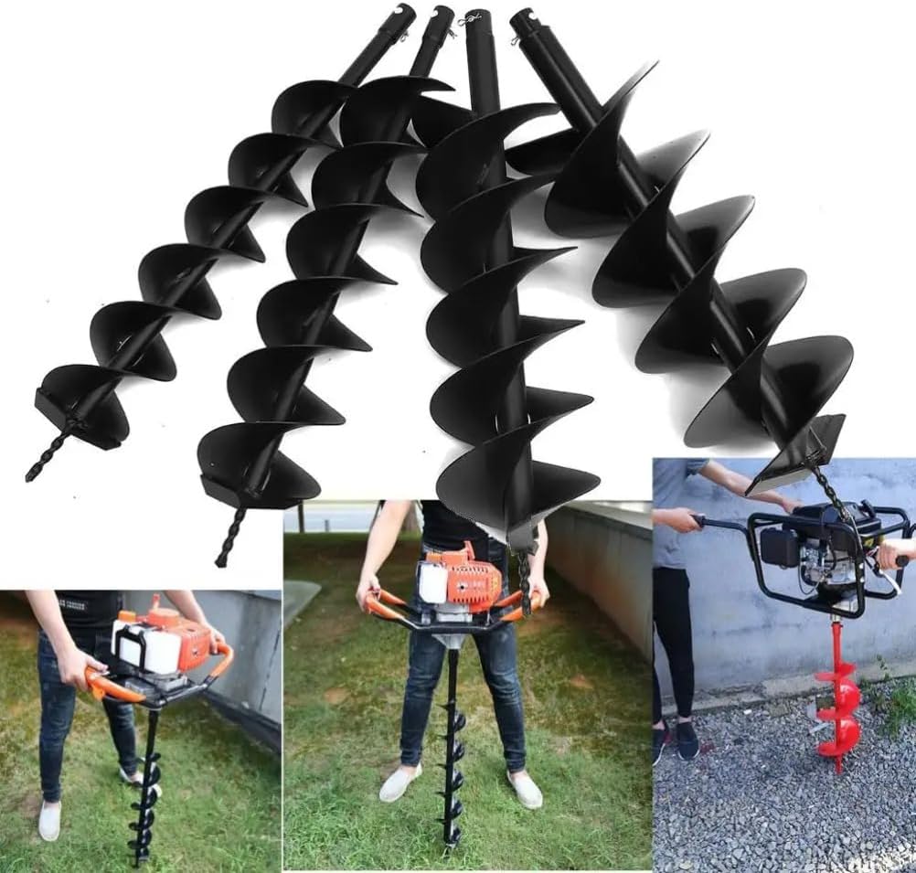 150mm*800mm Earth Auger Drill Bit Compatible with Petrol Planting Post Hole Digger Power Tool Accessories 80cm Length (Single Blade)