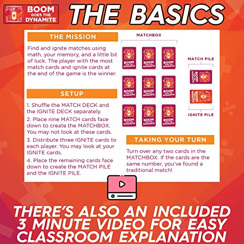 Boom Goes The Dynamite Memory Card Game - Fun Math Games For Kids And Adults - Matching Game For Classrooms Or Game Night - 2 Player Games (6 Players Per Deck) - Ages 6 And Up - By Ok 2 Win #TOP5