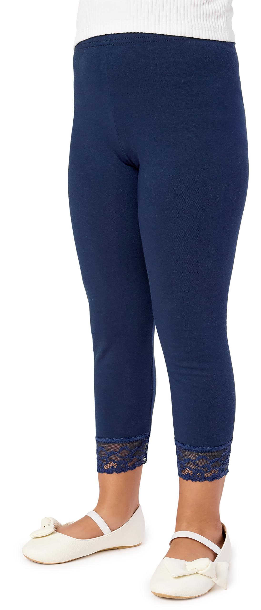 Merry Style 3/4 Leggings Kinder Mädchen aus Baumwolle Einfarbig Kurze Leggings Mädchen bequeme Sommerhose mit Spitze MS10-228