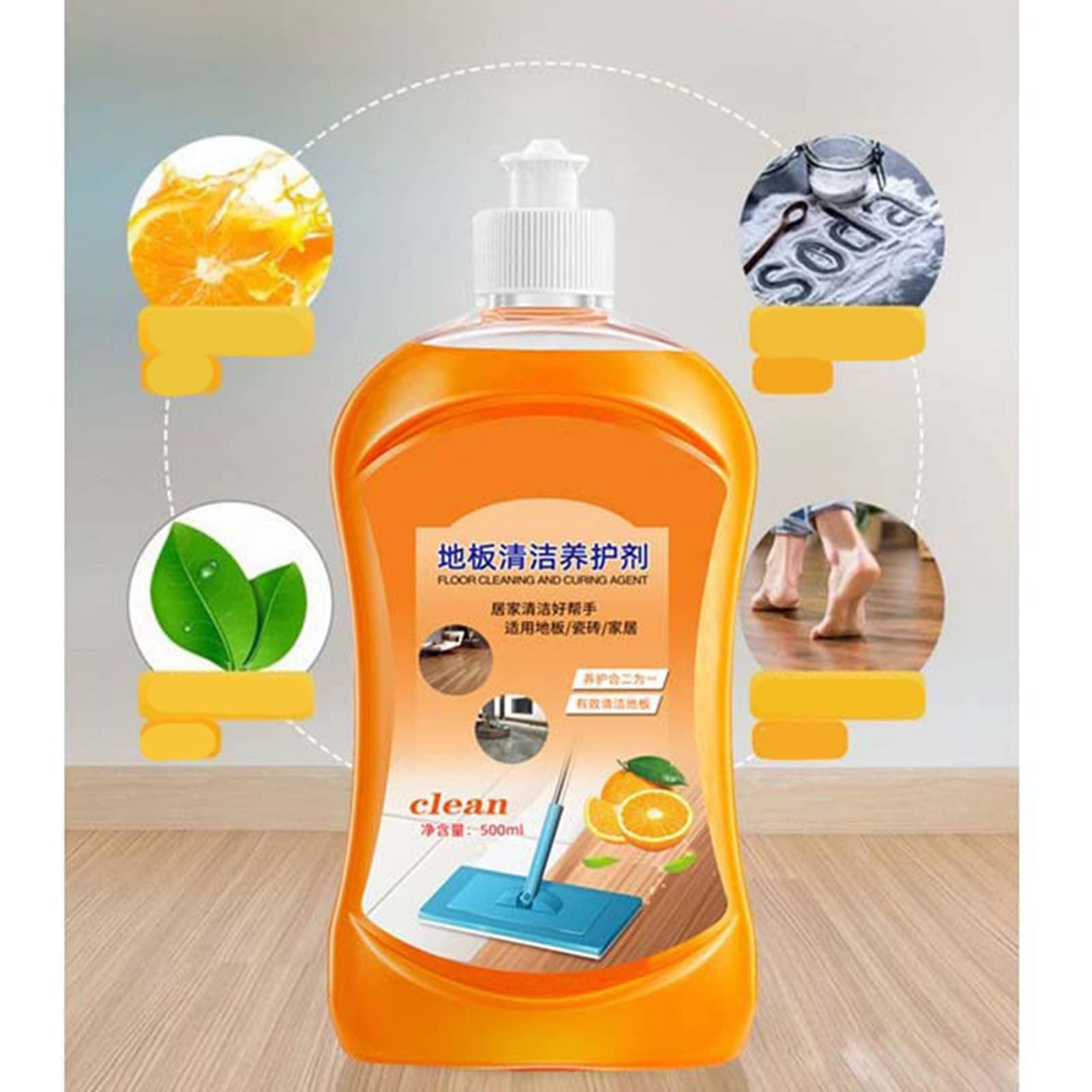 Limpiador de Pisos de 500 Ml Eliminación de Manchas Fuertes Brillo Olor Fragante Azulejo Líquido de Limpieza de Pisos de Madera (Limpiador de pisos)