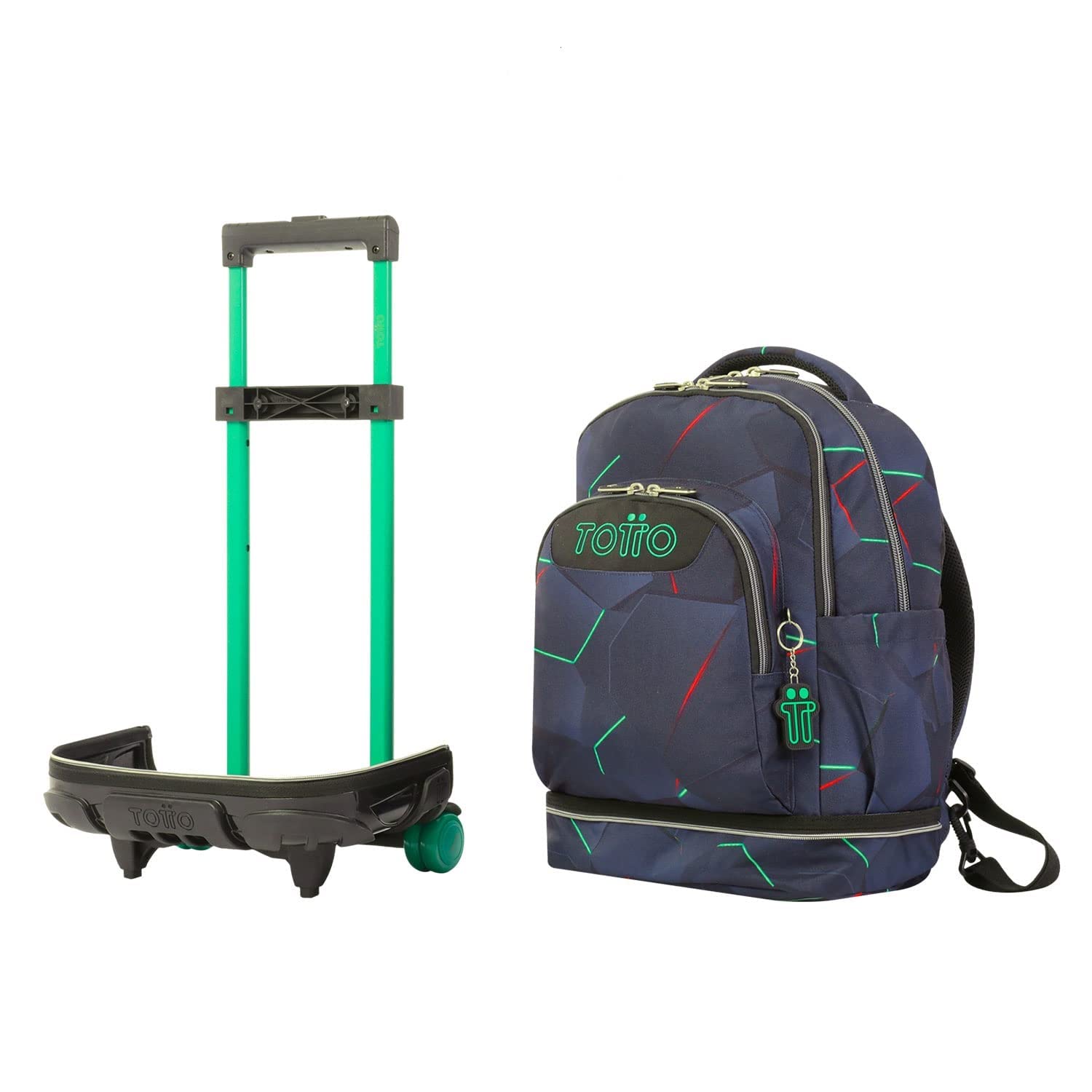 TOTTO Mochila escolar ruedas desmontable fractal - Tiza TAMAÑO GRANDE