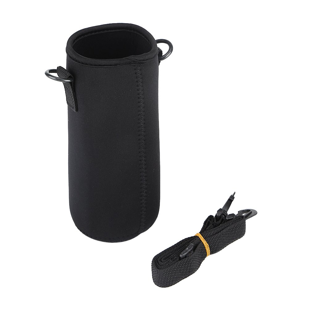 Water Bottle Sleeve, Soft Water Bottle Carrying Pouch, Drink Bottle Holder Bag for Outdoor Camping Hiking Fishing(19cm-Black)