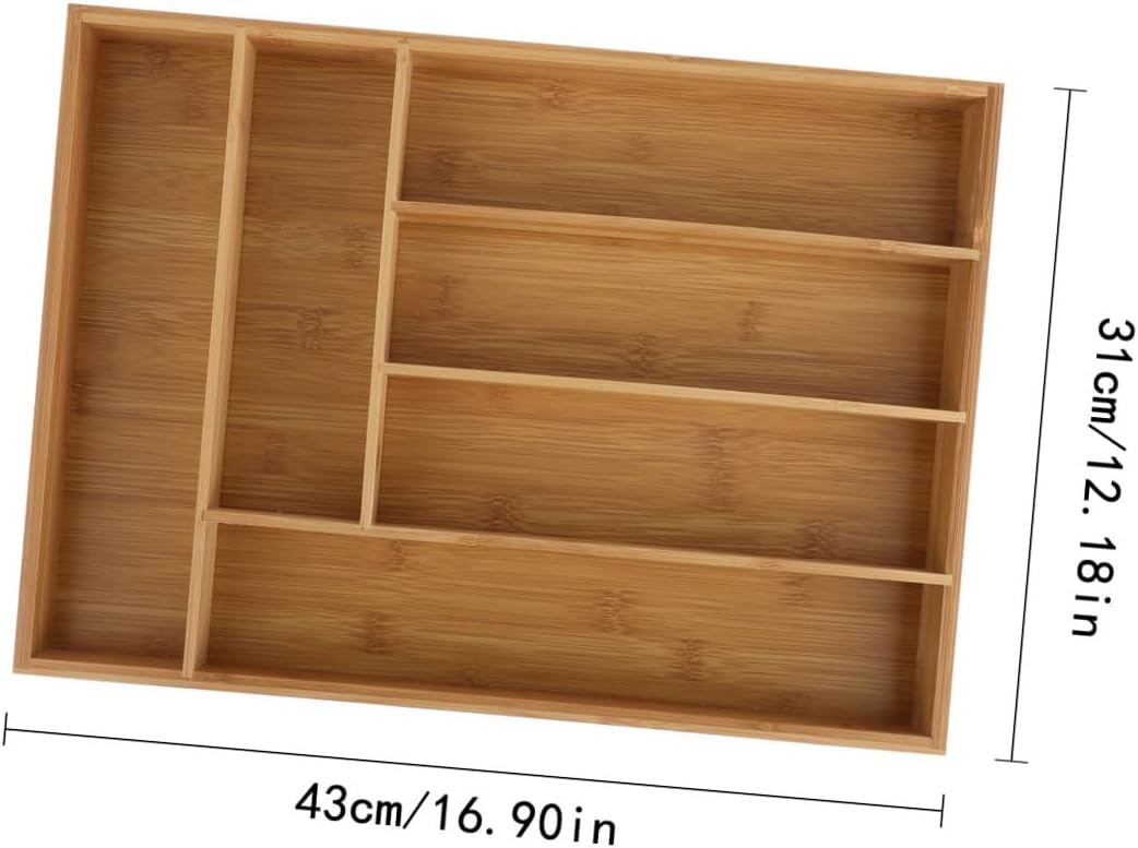 Cabilock Drawer Storage Box 6 Compartments, Tableware Organizer Tray for Kitchen Cutlery and Utensils, Practical Flatware Organizer for Drawer Cabinet Use