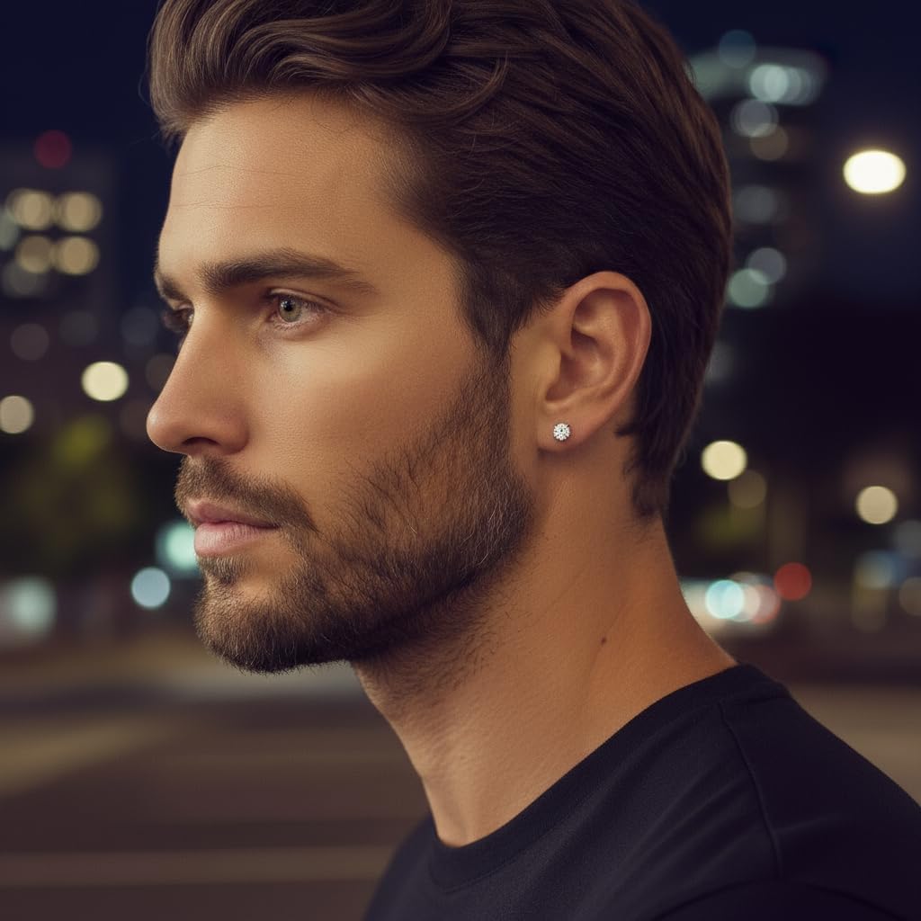 Single Diamond Stud Earring – One Lab Grown Stud Earring in 14K Gold, Certified Lab Diamond, Premium Collection for Men or Women