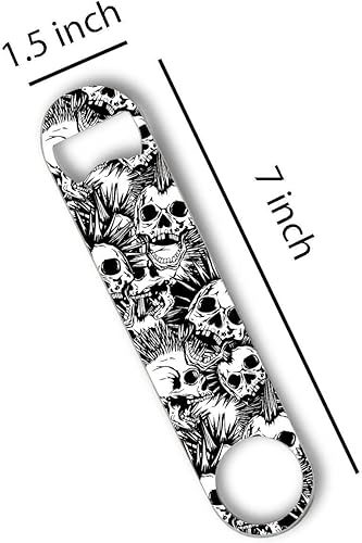 Miniatura 7 de Abrebotellas de acero inoxidable, abridor de botellas plano, duradero para el hogar, cocina, bar, restaurante, fiesta, 7 pulgadas (grano de madera