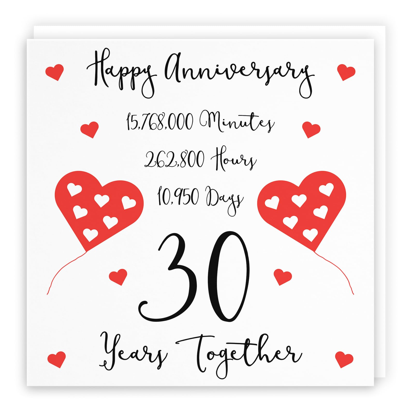 Hunts England - 30th Wedding Anniversary Card - 30 Years Together - Happy Anniversary - Timeless Collection - Fun Cute Card