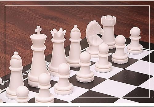 Miniatura 3 de SHQ - Juego de ajedrez de cuero con piezas de ajedrez en blanco y negro, almacenamiento portátil para juegos de mesa para adultos (color Staunton