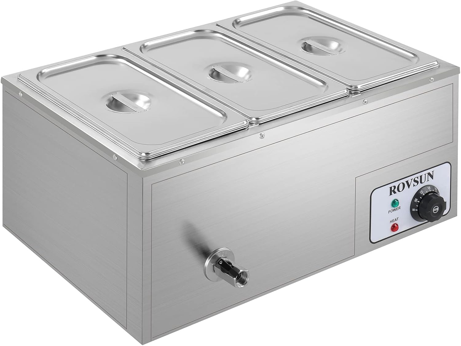 21QT Electric Commercial Food Warmer, 110V 3-Pan Stainless Steel Bain Marie Buffet, 6.9 QT/Pan Stove Steam Table with Temperature Control & Lid for Parties, Catering, Restaurants: Industrial & Scientific