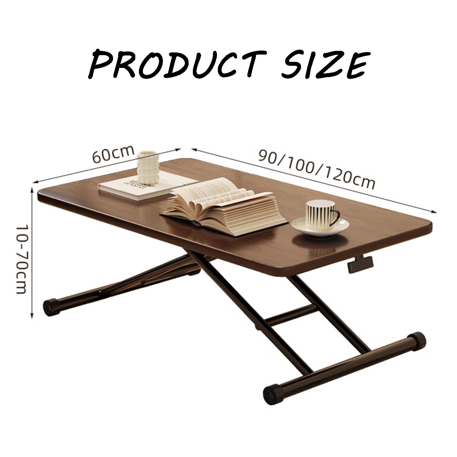 Mesa Plegable Retro, Mesa De Centro para Sala De Estar con Escritorio Engrosado, Mesa De Centro Elevable Móvil Multicolor, Mesa Auxiliar Estable Y Fácil De Almacenar, 90/100/120 Cm,90 * 60cm,Natural