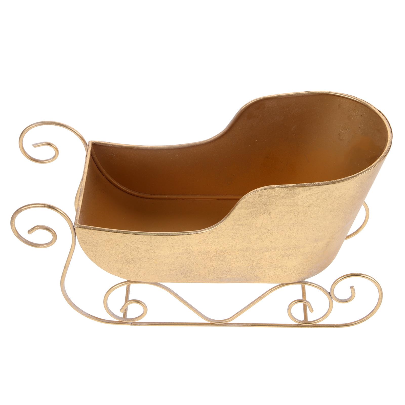 Decoración Navideña de Trineo Dorado en Hierro, Adorno Clásico para Árbol de Navidad y Fiestas Temáticas, Accesorio Decorativo y Foto Prop Elegante