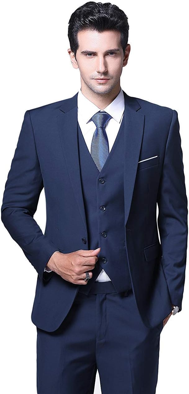 YFFUSHI Men's 3 Piece Suit Sets Slim Fit One Button Blazer with Vest & Pants, Professional Business Wedding Suits - Image 5