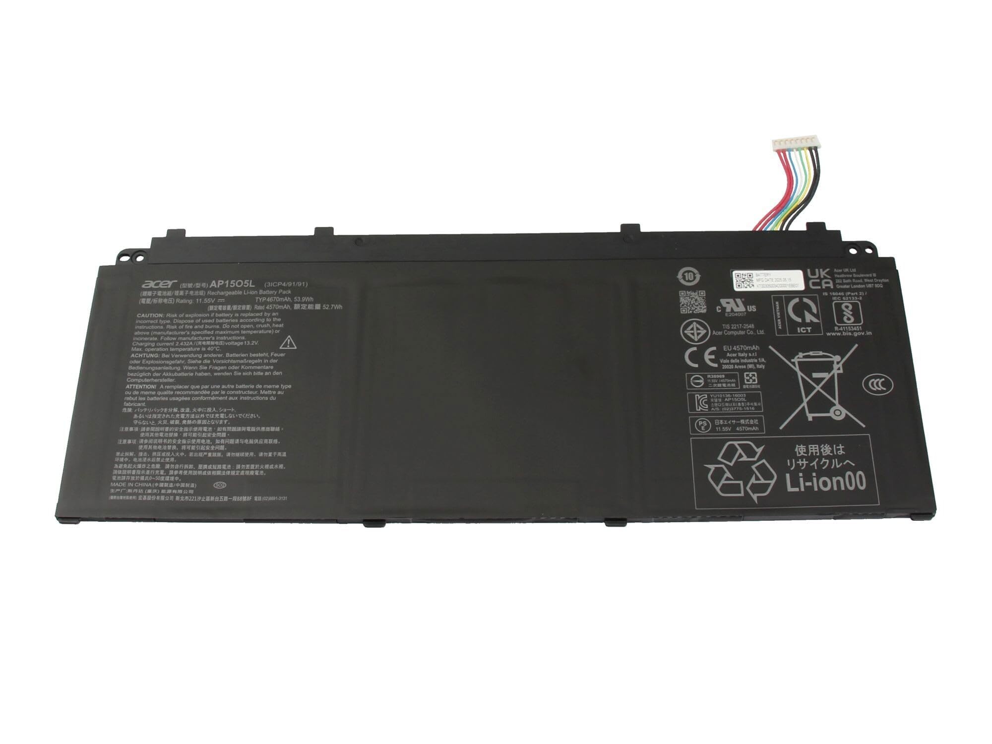 Acer AP1505L batería Original 53,9Wh 11,55V (AP15O5L) | para Spin 5 (SP513-53N), Chromebook 315 (CB315-2HT), (CB315-1H)