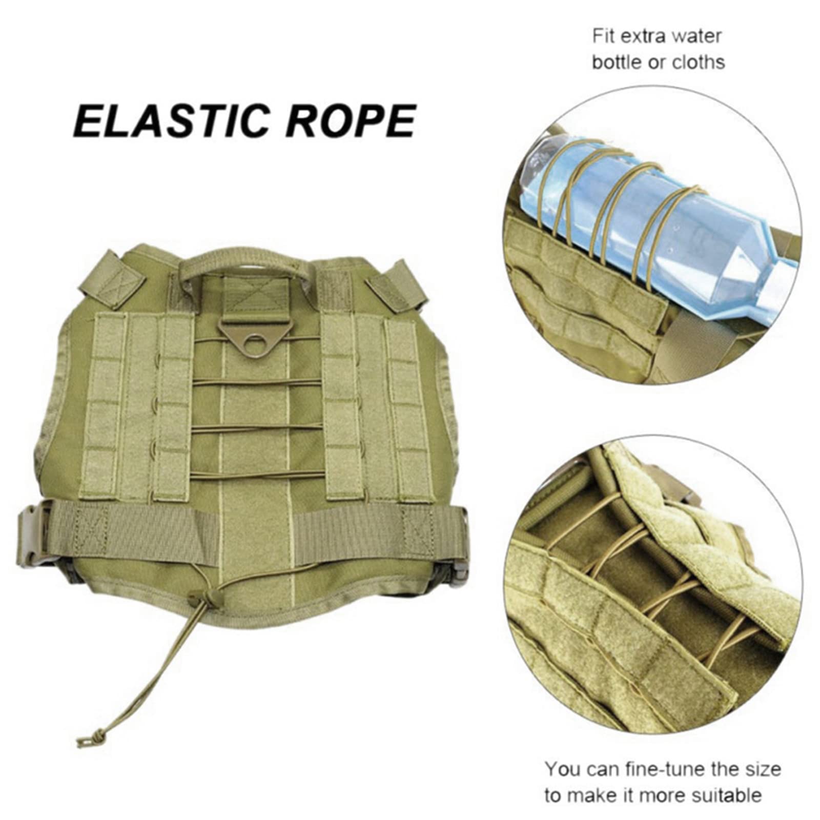 Pettorina Militare Tattico Per Cani,Pettorina Tattica Media E Grande Per Cani, Imbracatura Per Cani Regolabile Traspirante Con Borsa Molle Per L'addestramento E L'escursionismo Del Cane,Verde,XL