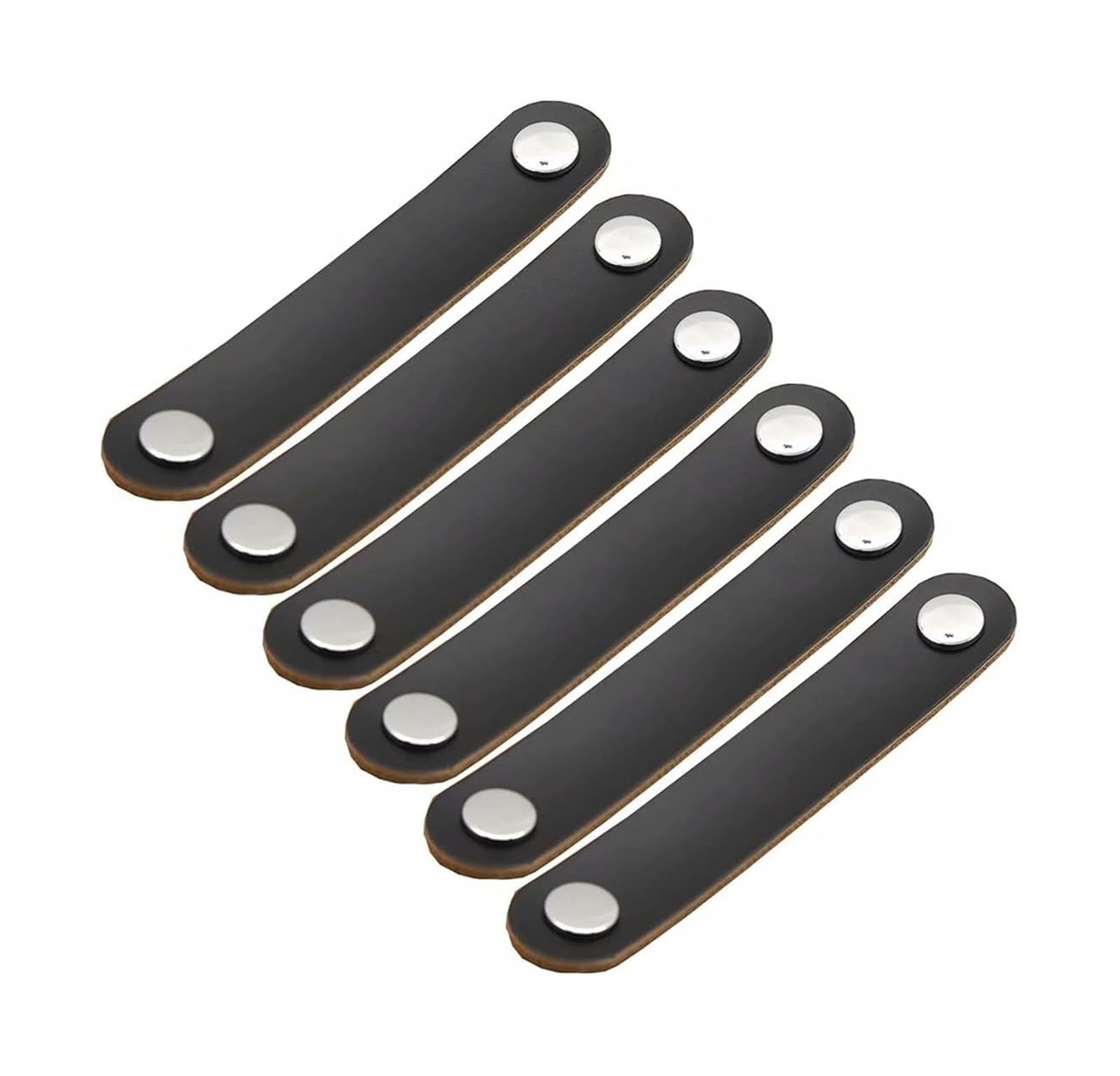 Opeximatun Black Leather Drawer Handles, Leather Furniture Handles Multicolor Multiple Sizes For Cabinet Drawers(,Hole Distance 96Mm)