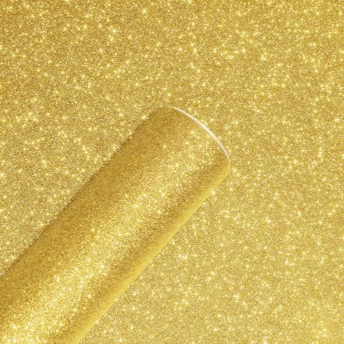 Yullpaper Glitzer Tapete Gold Dekofolie Möbelfolie Selbstklebend Wand...