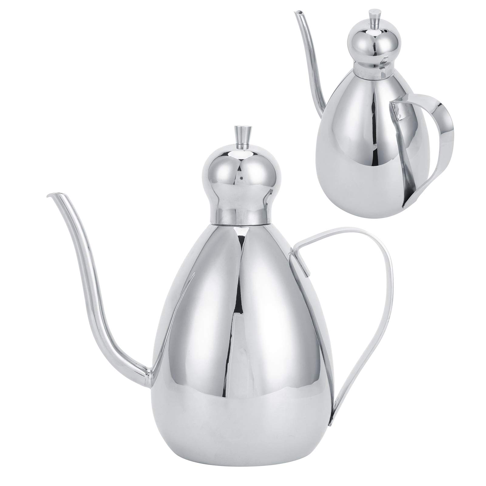 Botella dispensadora de aceite de oliva de alta calidad de 1 litro, dispensador de aceite y vinagre pulido con espejo de acero inoxidable con cubierta de plástico para cocina, ideal para aderezos de