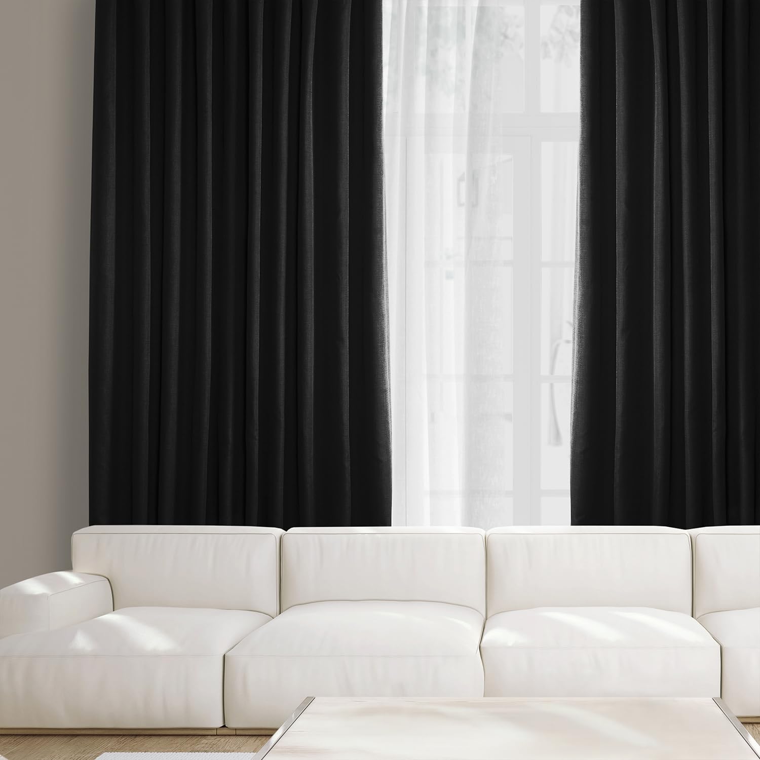 HPD Half Price Drapes Faux Linen Textured Room Darkening Curtains for Bedroom 84 Inches Long (1 Panel) - Image 4