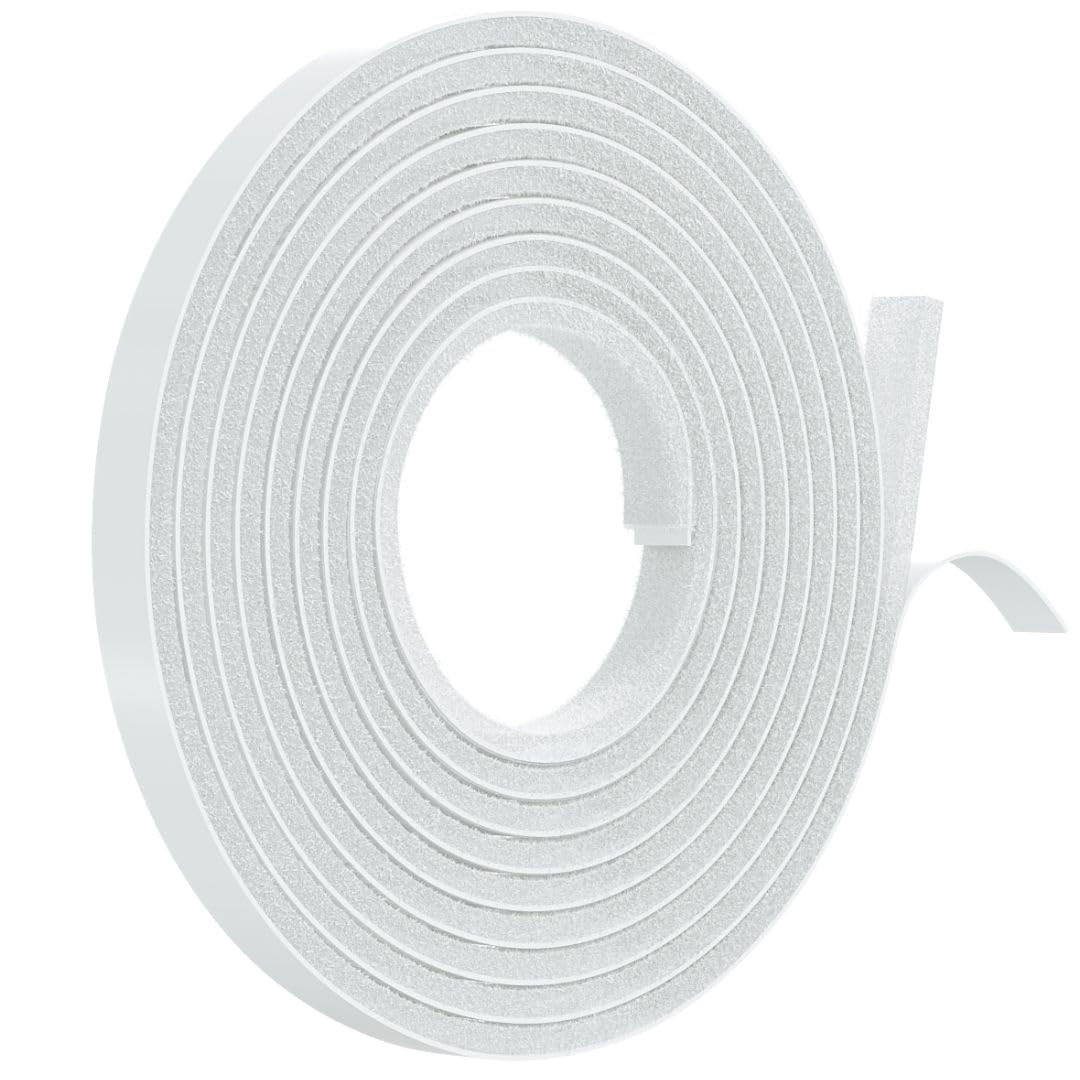 Gtse White 5Mm X 9Mm Thick X 4.9M Draft Excluder, Self-Adhesive Window Draught Seal Air Stopper Strip, For Windows, Sliding Doors, External Doors, Brush Weather Stripping