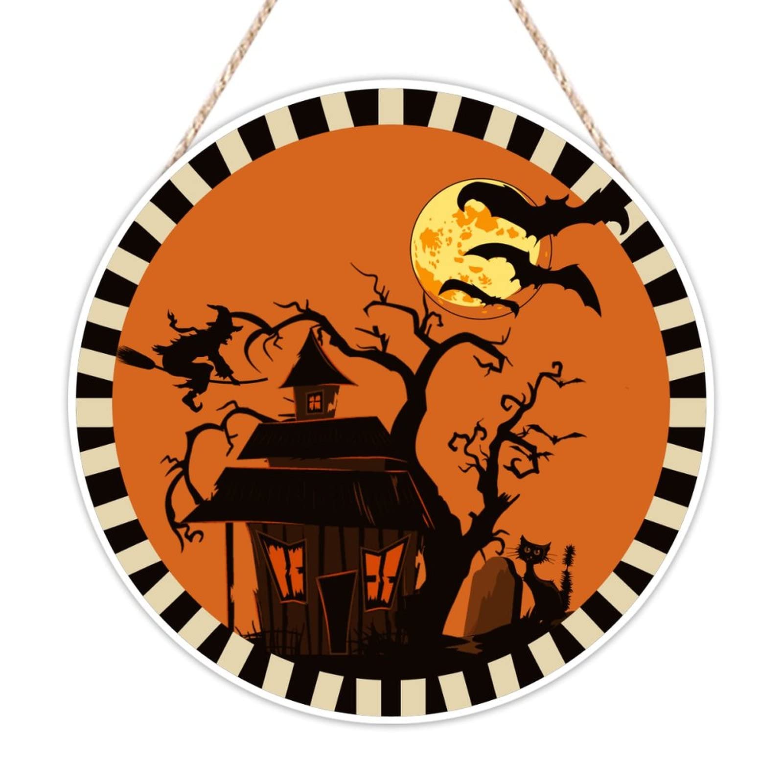 Panneau de bienvenue Halloween en bois de qualité, finition rétro soignée 30cm