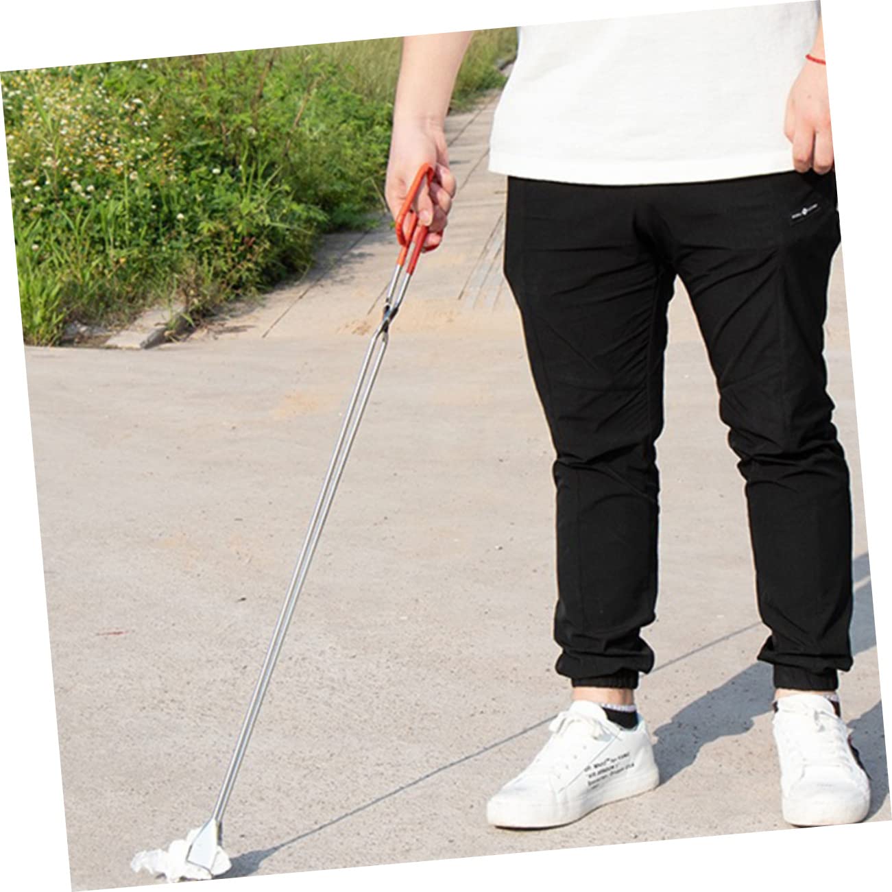 Müllzange Praktisches Müllwerkzeug 2 Stück aus Edelstahl und Kunststoff Robuste Handgreifer Zange zum Einfachen Aufnehmen von Abfall in Rot für Senioren