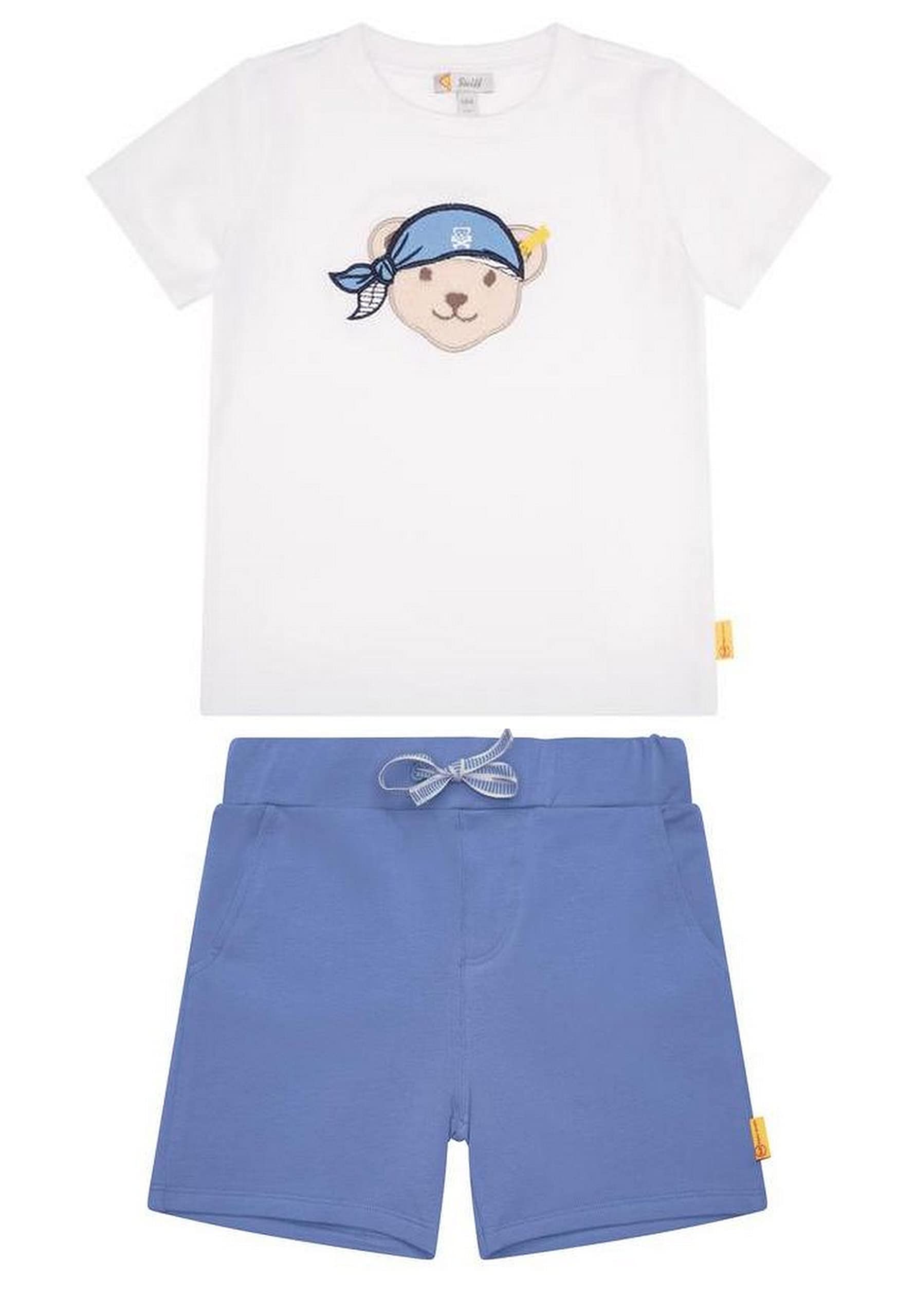 Steiff Set für Jungen, T-Shirt, weiß & Shorts, granada sky
