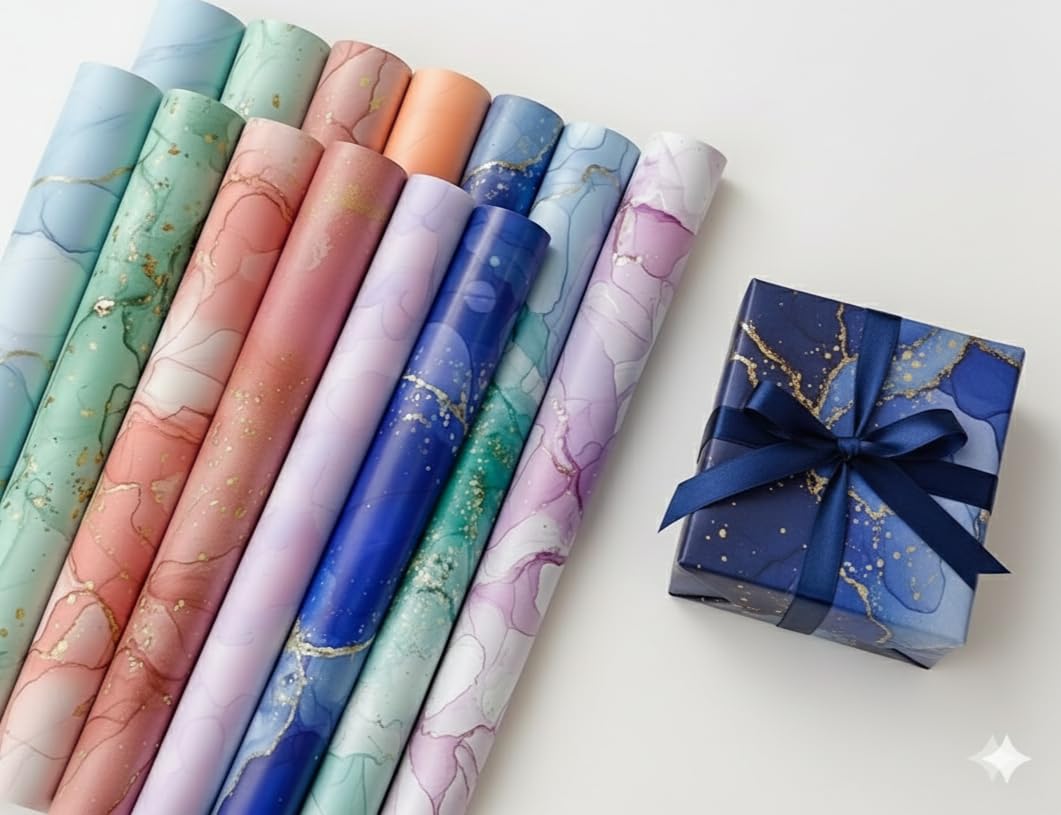AccuPrints (Pack Of 12) Gift Wrapping Paper Sheet Paper Wrap Roll Sheets - Gift Cover Rapping Paper -Premium Design Multicolor Paper Sheet For Gift Packing, Mix