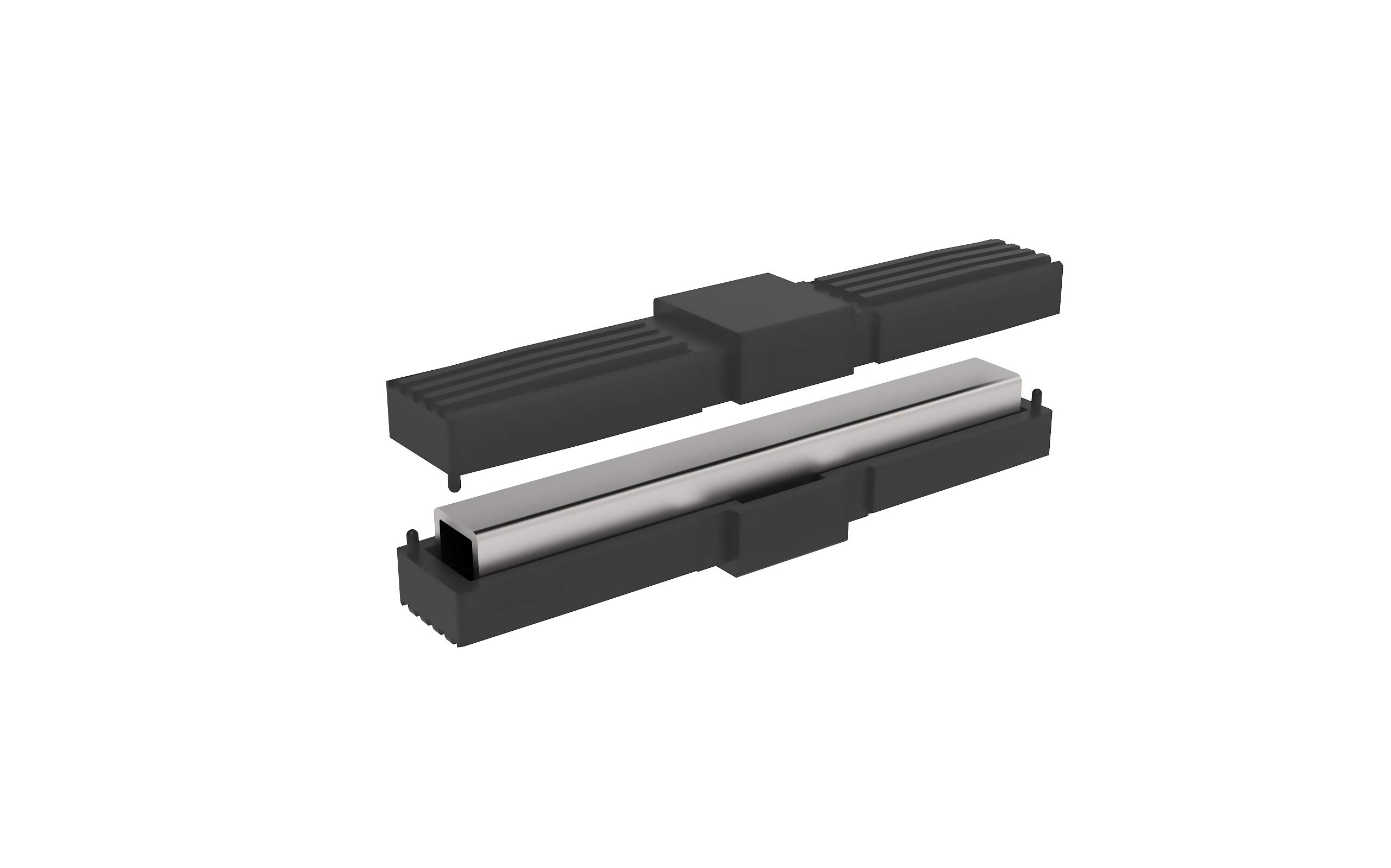 Conectores para tubos cuadrados (en I) - 2 unidades / 25,00 x 25,00 (mm) (Con ALMA de Acero)