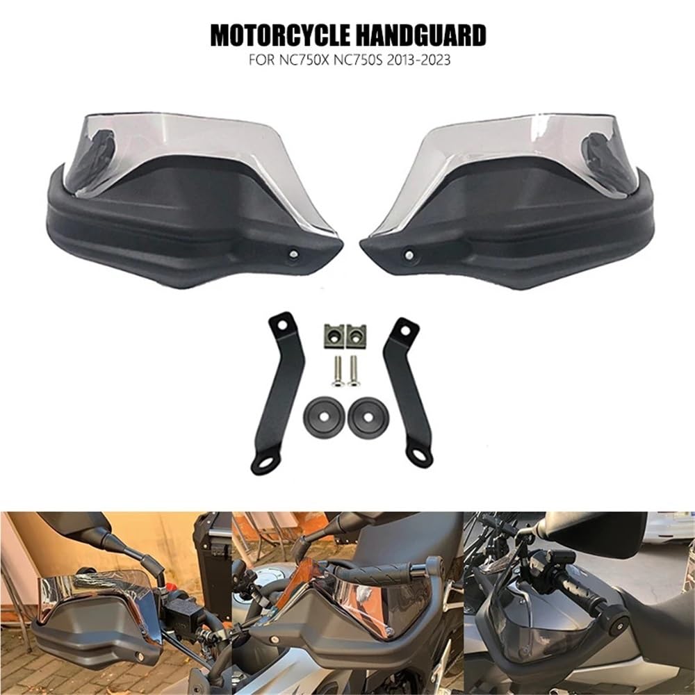 Für Honda NC750X DCT NC750S NC700X NC 750X2013-2023 Motorrad Handprotektoren Schild Guards Windschutzscheibe Hand Wind Schutz(Black Grey Set)