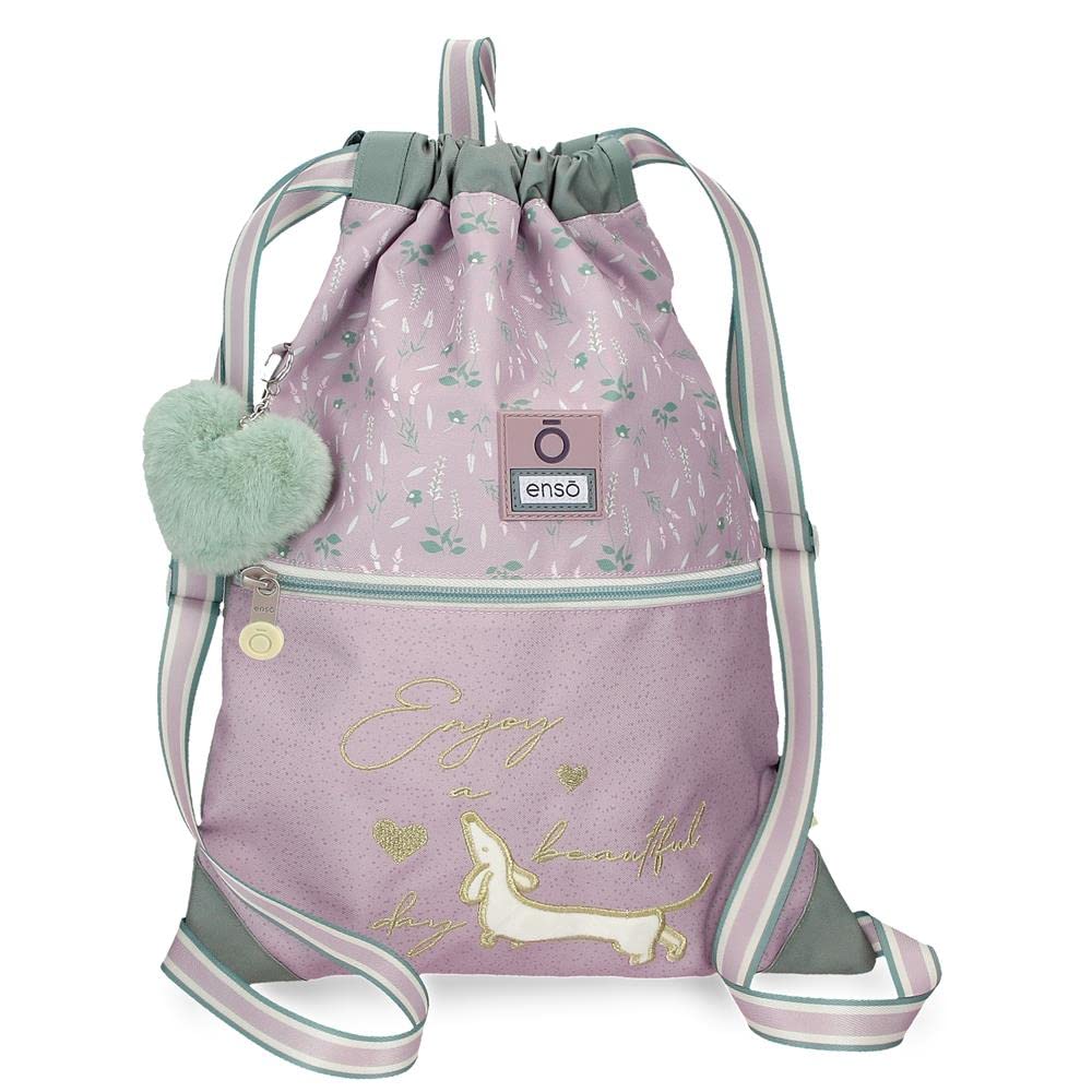 Enso Beautiful day Backpack Sack With Zipper Purple 35x46 cms Polyester