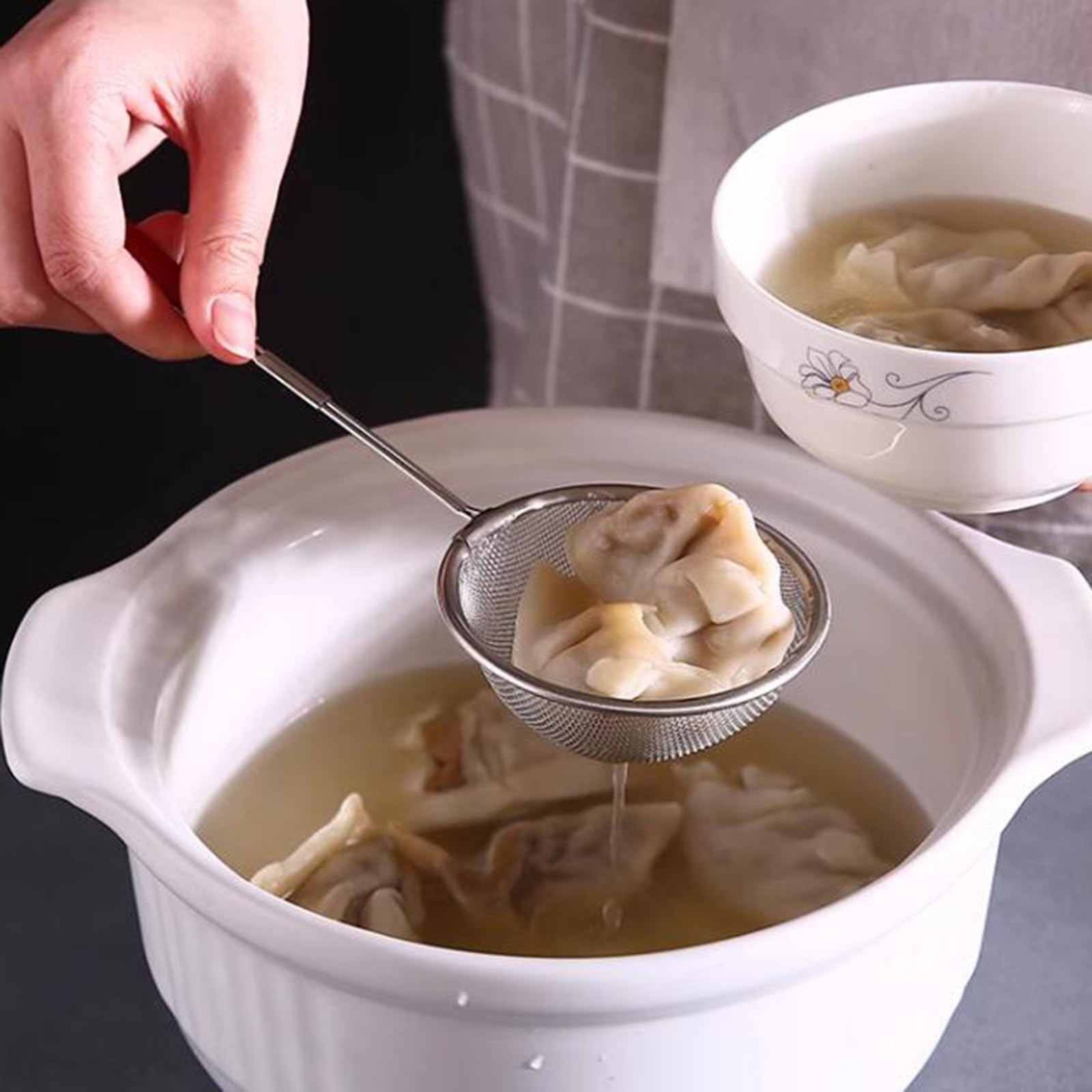 Tamiz de harina de acero inoxidable, tamiz de cocina de acero inoxidable de 3 piezas, colador de freír profundo, tamiz de malla fina, cocina para colar o drenar