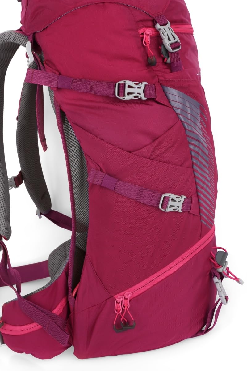 Husky Rucksack 40L – Leichter, Robuster & Wasserdichter Outdoor-Rucksack mit Viel Stauraum, Komfortsystem & Regenhülle für Trekking, Wandern & Reisen (Capture, Magenta)