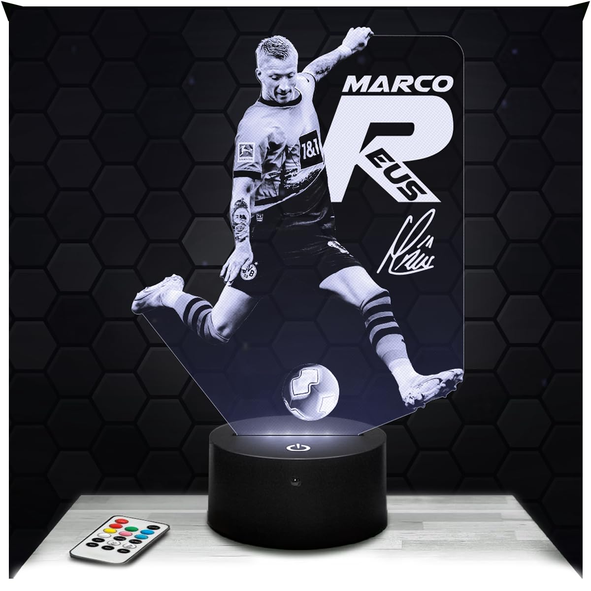 Lampephoto.fr - Marco Reus Football 3D Lamp, Night Light 3D LED Illusion Lamp, Football Player, Sports Object Athlete, Gift idea for Sporty Men, Night Light for Children's Bedroom, Gift idea for Boys