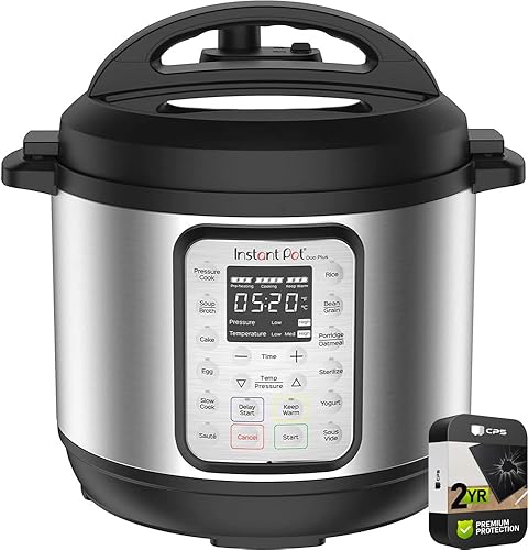 Instant Pot 072-10-4433 Duo Plus - Olla a presión eléctrica 9 en 1 de 6 cuartos de galón de acero inoxidable (renovado), paquete con 2 años de